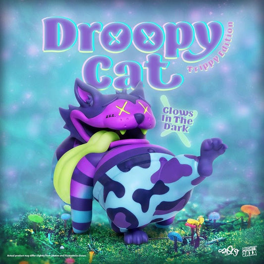 Droopy Cat (Trippy Edition) by PoOL (Tongue Glows In The Dark - Limited Edition) - CRA5Y SHOP