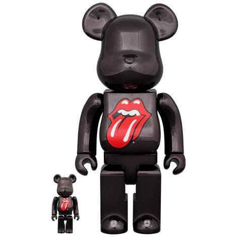 The Rolling Stones Lips & Tongue BLACK CHROME Ver. 100％ & 400％ / 1000% Be@rBrick - CRA5Y SHOP