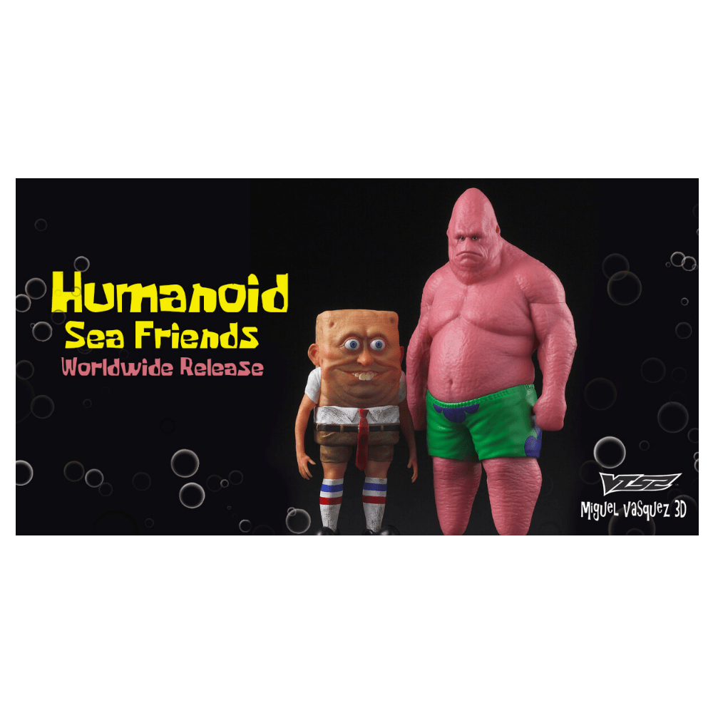 Untooned SpongeBob Squarepants and Patrick Star Humanoid Sea Friends By Miguel Vasque x VTSS Toys - CRA5Y SHOP